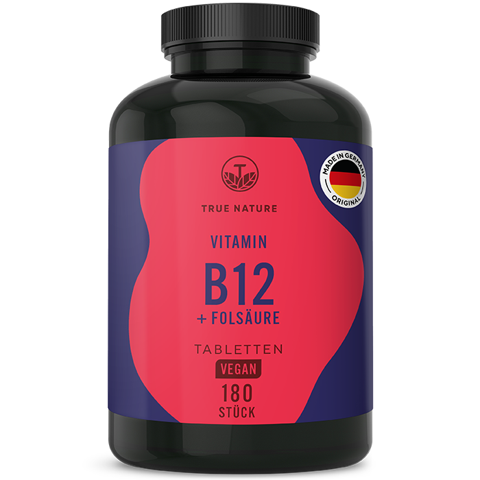 Vitamin B12 & Folat Tabletten Gesundheit > Vitamine & Nahrungsergänzungsmittel > Vitamine > Spezielle Vitamine für Veganer > Vitamin B12 + Folat Tabletten True Nature Einzeln