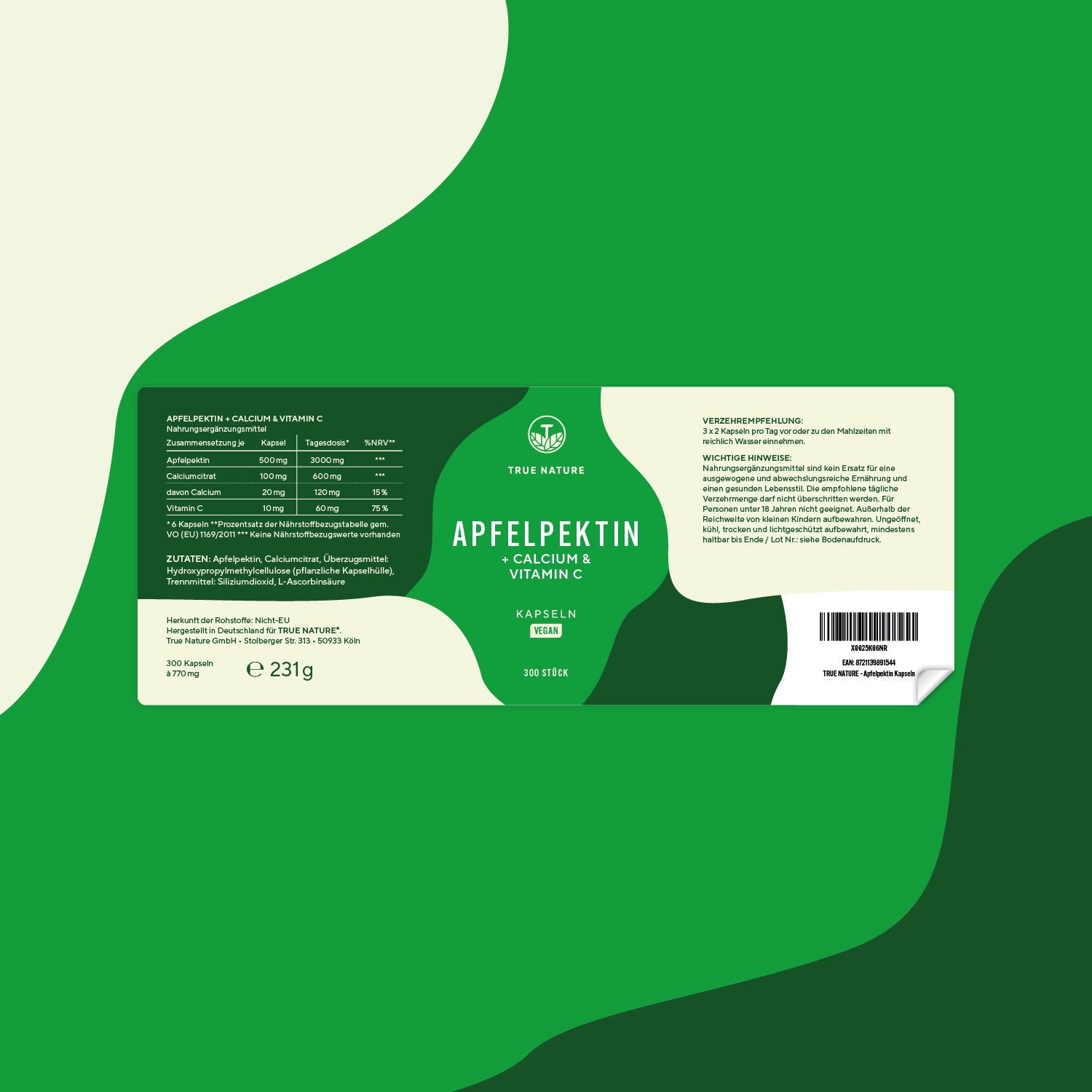 Apfelpektin mit Calcium & Vitamin C Gesundheit & Schönheit > Gesundheitsversorgung > Nahrungsergänzungsmittel True Nature
