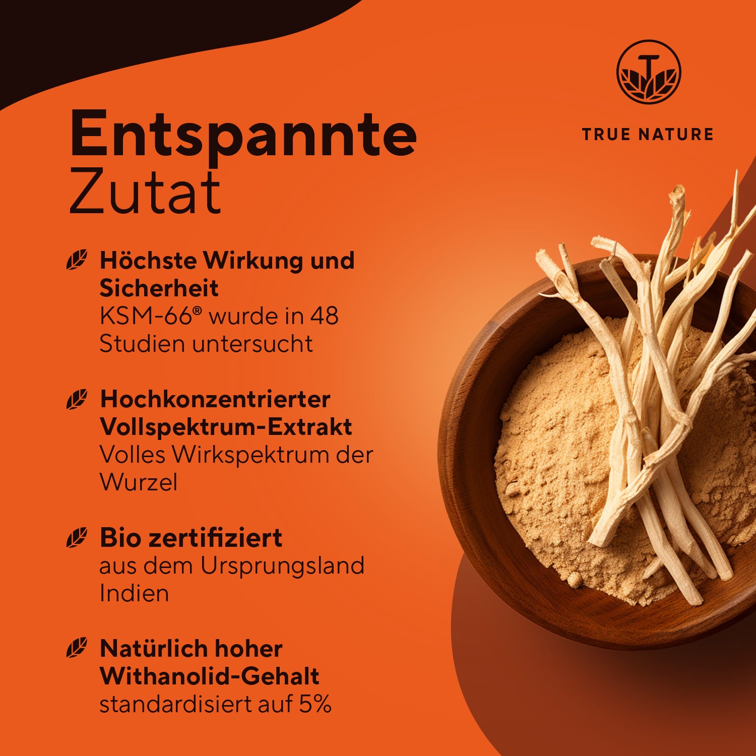 Bio Ashwagandha KSM 66 Extrakt Kapseln Gesundheit > Vitamine & Nahrungsergänzungsmittel > Körper & Balance > Pflanzliche Nahrungsergänzungsmittel > Ashwagandha Extrakte > Bio Ashwagandha KSM-66 Kapseln True Nature