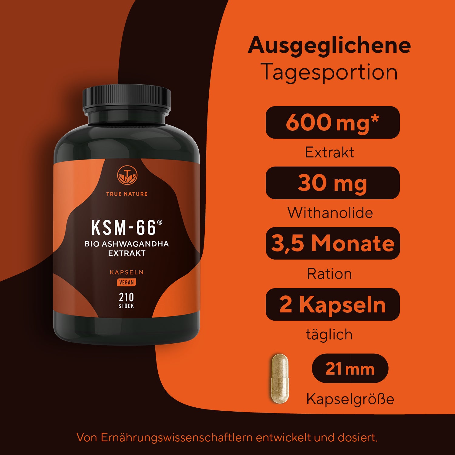 Bio Ashwagandha KSM 66 Extrakt Kapseln Gesundheit > Vitamine & Nahrungsergänzungsmittel > Körper & Balance > Pflanzliche Nahrungsergänzungsmittel > Ashwagandha Extrakte > Bio Ashwagandha KSM-66 Kapseln True Nature