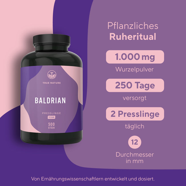 Baldrian Tabletten Gesundheit & Wellness > Nahrungsergänzungsmittel > Pflanzliche Nahrungsergänzungsmittel True Nature