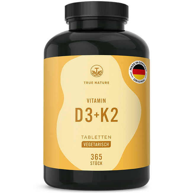 Vitamin D3 + K2 Tabletten Gesundheit > Vitamine & Nahrungsergänzungsmittel > Vitalität & Immunsystem > Vitamine > Vitamin D Nahrungsergänzungsmittel > Vitamin D3 + K2 Tabletten True Nature 1 Jahr