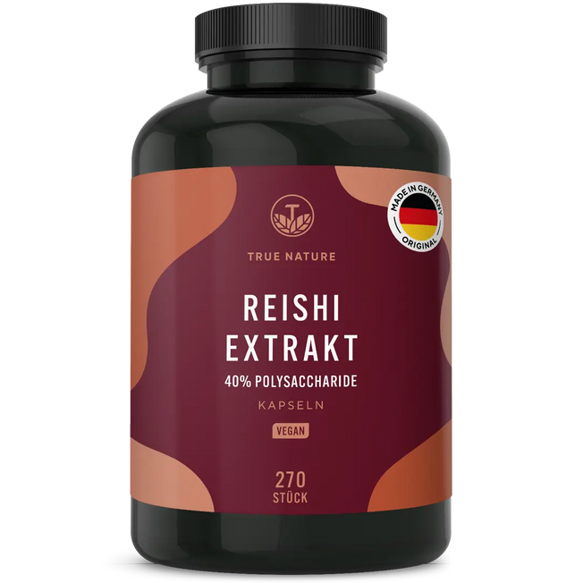 Reishi Pilz Extrakt hochdosierte Kapseln Gesundheit > Vitamine & Nahrungsergänzungsmittel > Pflanzliche Nahrungsergänzungsmittel > Vitalpilze > Polysaccharidreiche Pilzprodukte > Reishi Pilz Extrakt True Nature 3 Monate