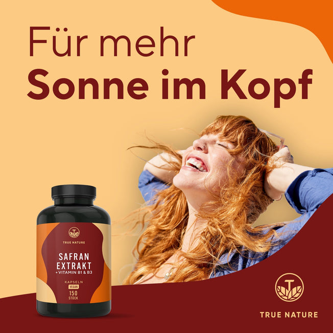 Safran Extrakt Kapseln mit Vitamin B1 & B3 Vitamine & Nahrungsergänzungsmittel True Nature