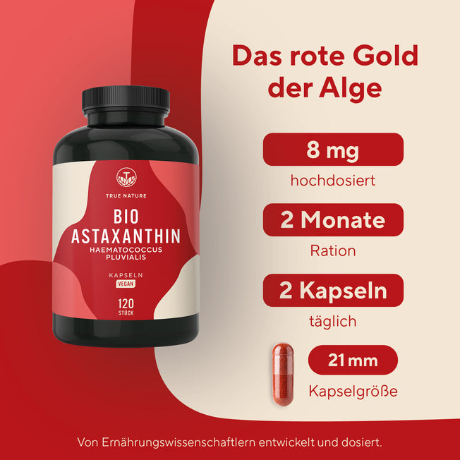 Bio Astaxanthin Kapseln Gesundheit & Schönheit > Vitamine & Nahrungsergänzungsmittel > Pflanzliche & Algenpräparate > Carotinoide > Astaxanthin Nahrungsergänzungsmittel > Bio Astaxanthin Kapseln True Nature