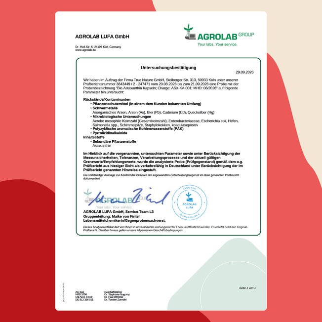 Bio Astaxanthin Kapseln Gesundheit & Schönheit > Vitamine & Nahrungsergänzungsmittel > Pflanzliche & Algenpräparate > Carotinoide > Astaxanthin Nahrungsergänzungsmittel > Bio Astaxanthin Kapseln True Nature