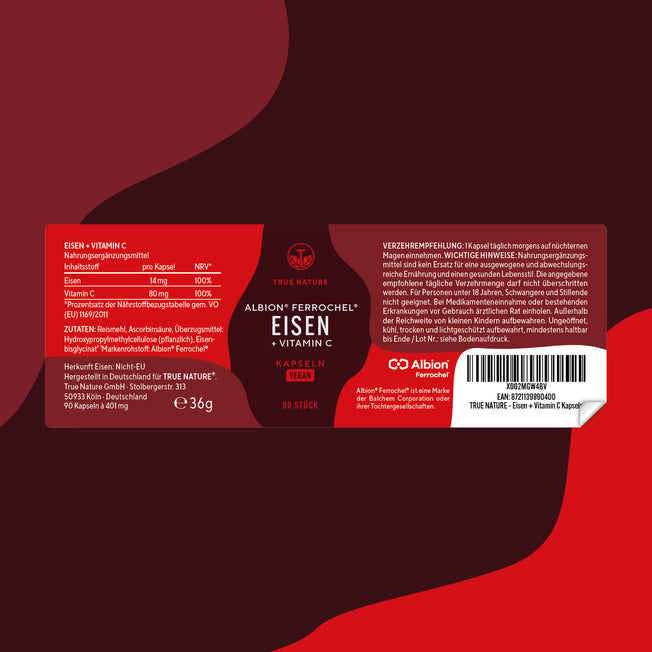 Eisenbisglycinat + Vitamin C Kapseln Gesundheit & Schönheit > Vitamine & Nahrungsergänzungsmittel > Mineralstoffe & Spurenelemente > Eisen > Eisen Kapseln mit Vitamin C True Nature