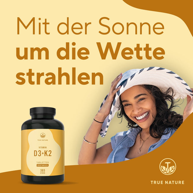 Vitamin D3 + K2 Tabletten Gesundheit > Vitamine & Nahrungsergänzungsmittel > Vitalität & Immunsystem > Vitamine > Vitamin D Nahrungsergänzungsmittel > Vitamin D3 + K2 Tabletten True Nature