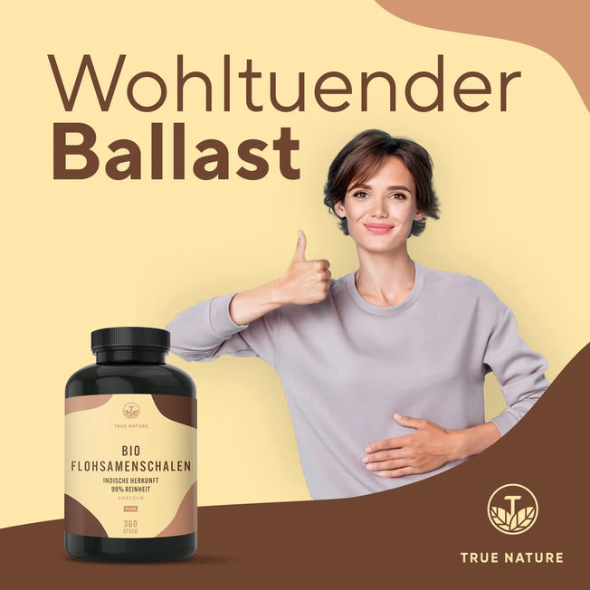 Flohsamenschalen Bio Kapseln Vitamine & Nahrungsergänzungsmittel True Nature   