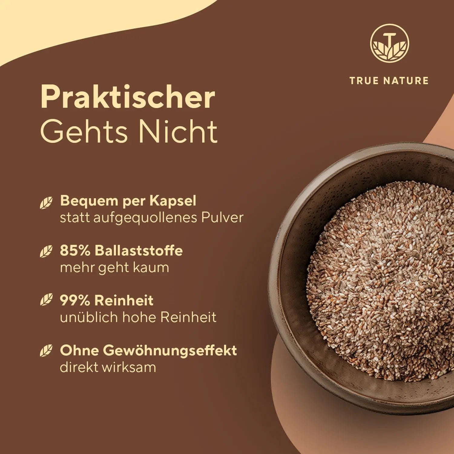 Flohsamenschalen Bio Kapseln Vitamine & Nahrungsergänzungsmittel True Nature   
