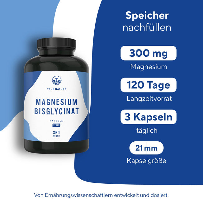 Magnesium Bisglycinat Kapseln Gesundheit & Schönheit > Vitamine & Nahrungsergänzungsmittel > Sport & Gelenke > Elektrolyte & Mineralstoffe > Magnesium Nahrungsergänzungsmittel > Magnesium Bisglycinat Kapseln True Nature