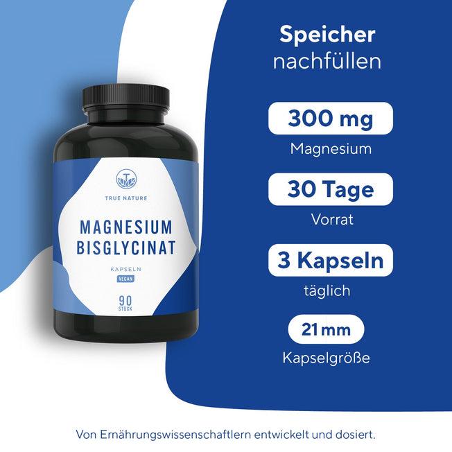 Magnesium Bisglycinat Kapseln Gesundheit & Schönheit > Vitamine & Nahrungsergänzungsmittel > Sport & Gelenke > Elektrolyte & Mineralstoffe > Magnesium Nahrungsergänzungsmittel > Magnesium Bisglycinat Kapseln True Nature