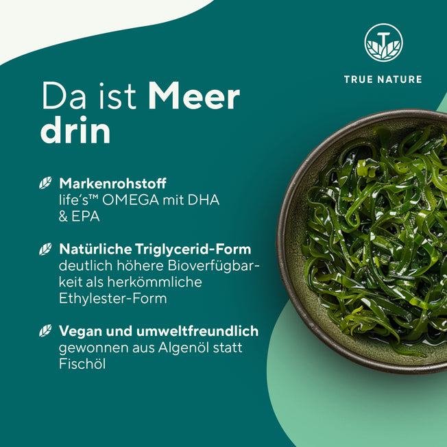 Omega 3 Kapseln - Vegan aus Algenöl Vitamine & Nahrungsergänzungsmittel True Nature   