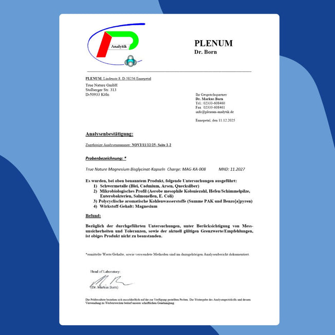 Magnesium Bisglycinat Kapseln Gesundheit & Schönheit > Vitamine & Nahrungsergänzungsmittel > Sport & Gelenke > Elektrolyte & Mineralstoffe > Magnesium Nahrungsergänzungsmittel > Magnesium Bisglycinat Kapseln True Nature