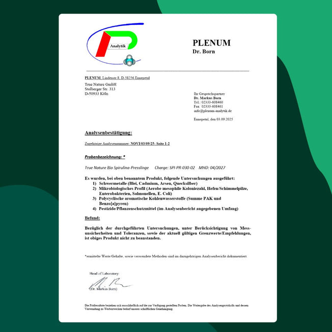 Bio Spirulina Presslinge Gesundheit > Vitamine & Nahrungsergänzungsmittel > Vitalität & Immunsystem > Superfoods > Algen > Bio Spirulina Presslinge True Nature