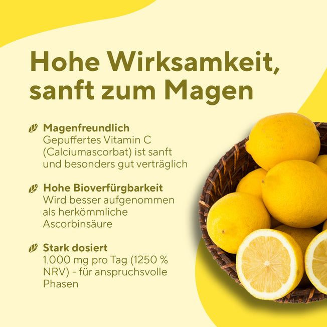 Vitamin C kaufen: Hochdosiert und gepuffert mit Calciumascorbat