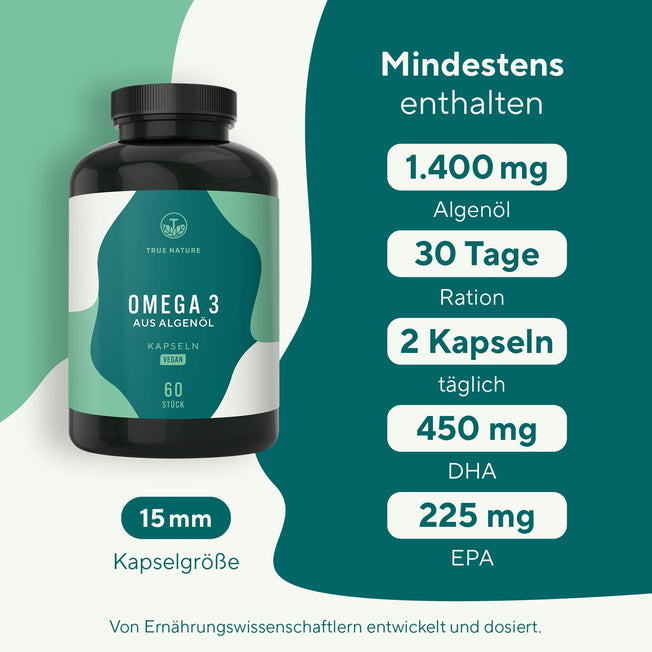 Omega 3 Kapseln - Vegan aus Algenöl Vitamine & Nahrungsergänzungsmittel True Nature