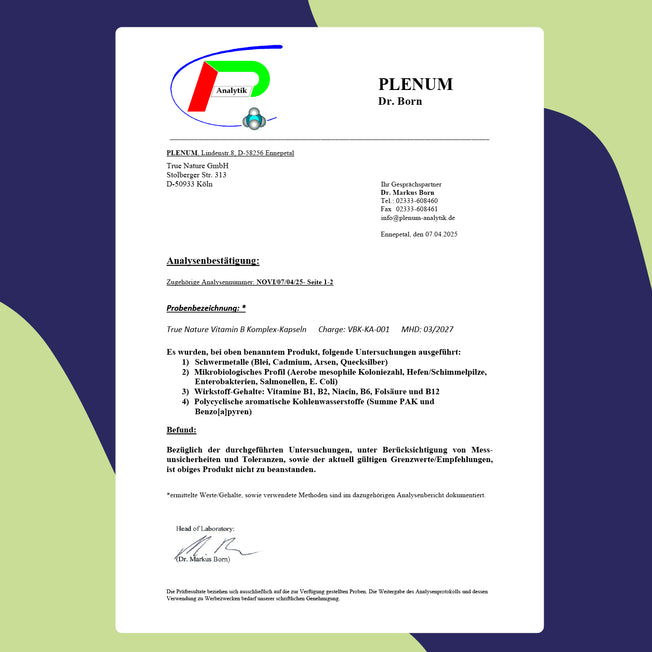 Vitamin B Komplex Kapseln Gesundheit > Vitamine & Nahrungsergänzungsmittel > Energie > Vitamine für Energiestoffwechsel > Vitamin B-Komplex Produkte > Vitamin B Komplex Kapseln True Nature